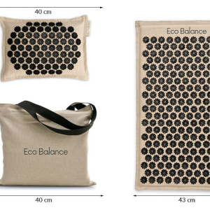 Acupressure Mat Natura Line and Cotton Black Eco Balance Acumats Length 72 cm + Pillow + Carry Bag