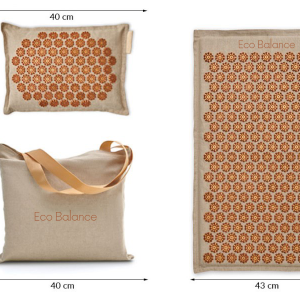 Acupressure Mat Natura Line and Cotton Gold Eco Balance Acumats Length 72 cm + Pillow + Carry Bag