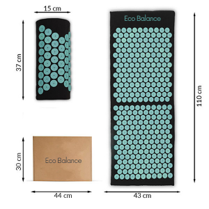 Acupressure Mat Black-Mint Eco Balance Acumats Length 110 cm + spiked pillow