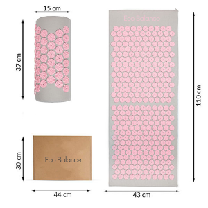 Acupressure Mat Grey-Pink Eco Balance Acumats Length 110 cm + spiked pillow